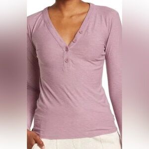 James Perse Mauve Long Sleeve Henley in Sz 1 -equivalent to a small
